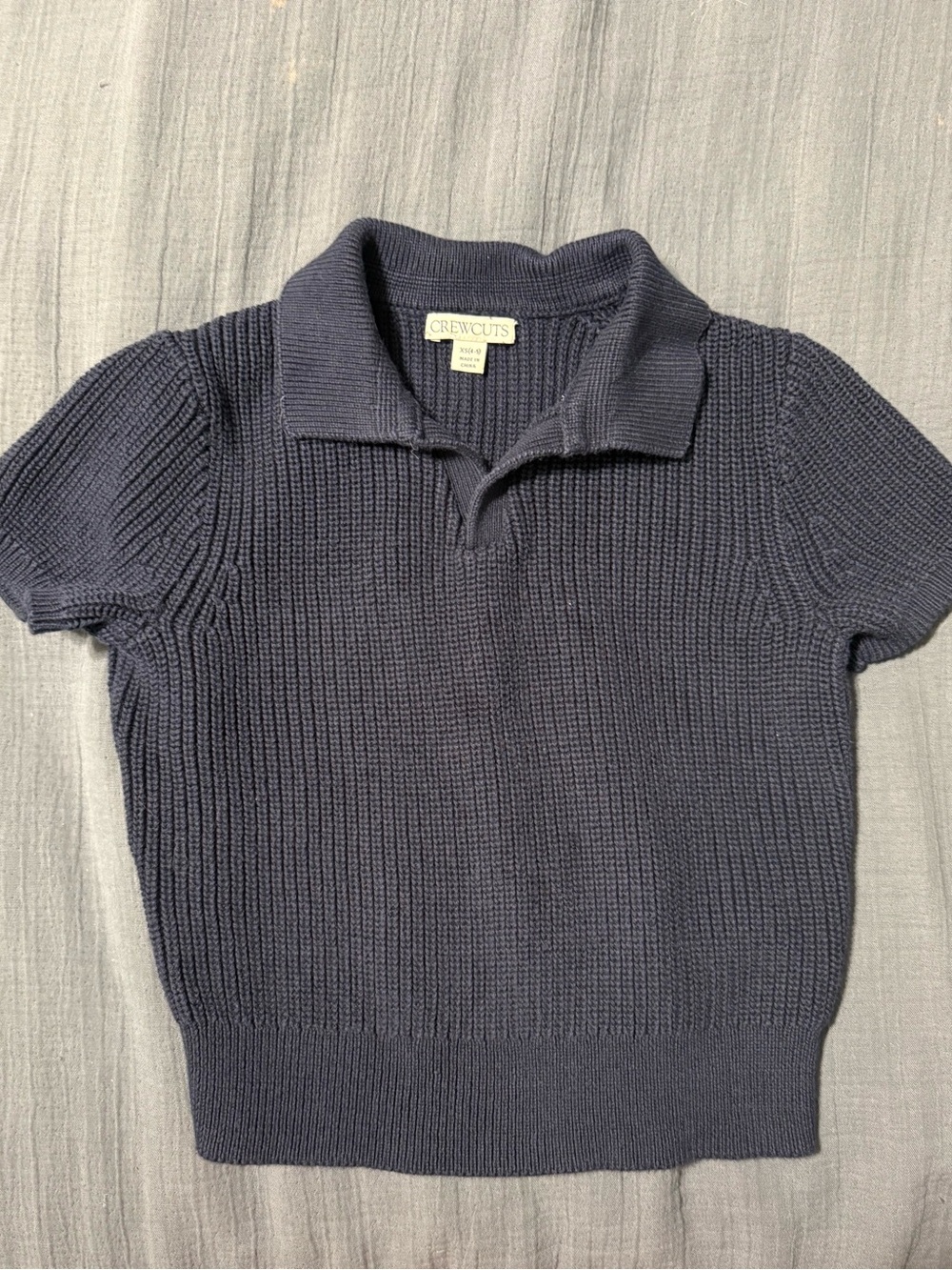Crewcuts Navy Short-Sleeve Knit Polo Sweater